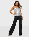 Bluza Nly Trend Draped Sequin Singlet Argintiu