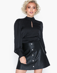 Fusta Only Leather Look Negru