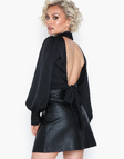 Fusta Only Leather Look Negru