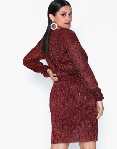 Rochie Nly Trend Shimmer Pliss Rosu