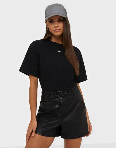 Pantaloni scurti Only Leather Look Negru