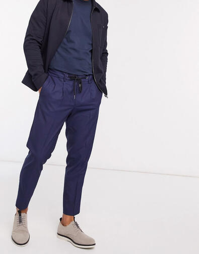 Pantaloni Selected Homme Crop slim tapered cropped Albastru