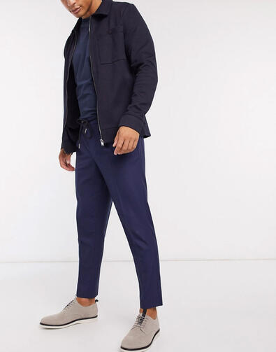 Pantaloni Selected Homme Crop slim tapered cropped Albastru